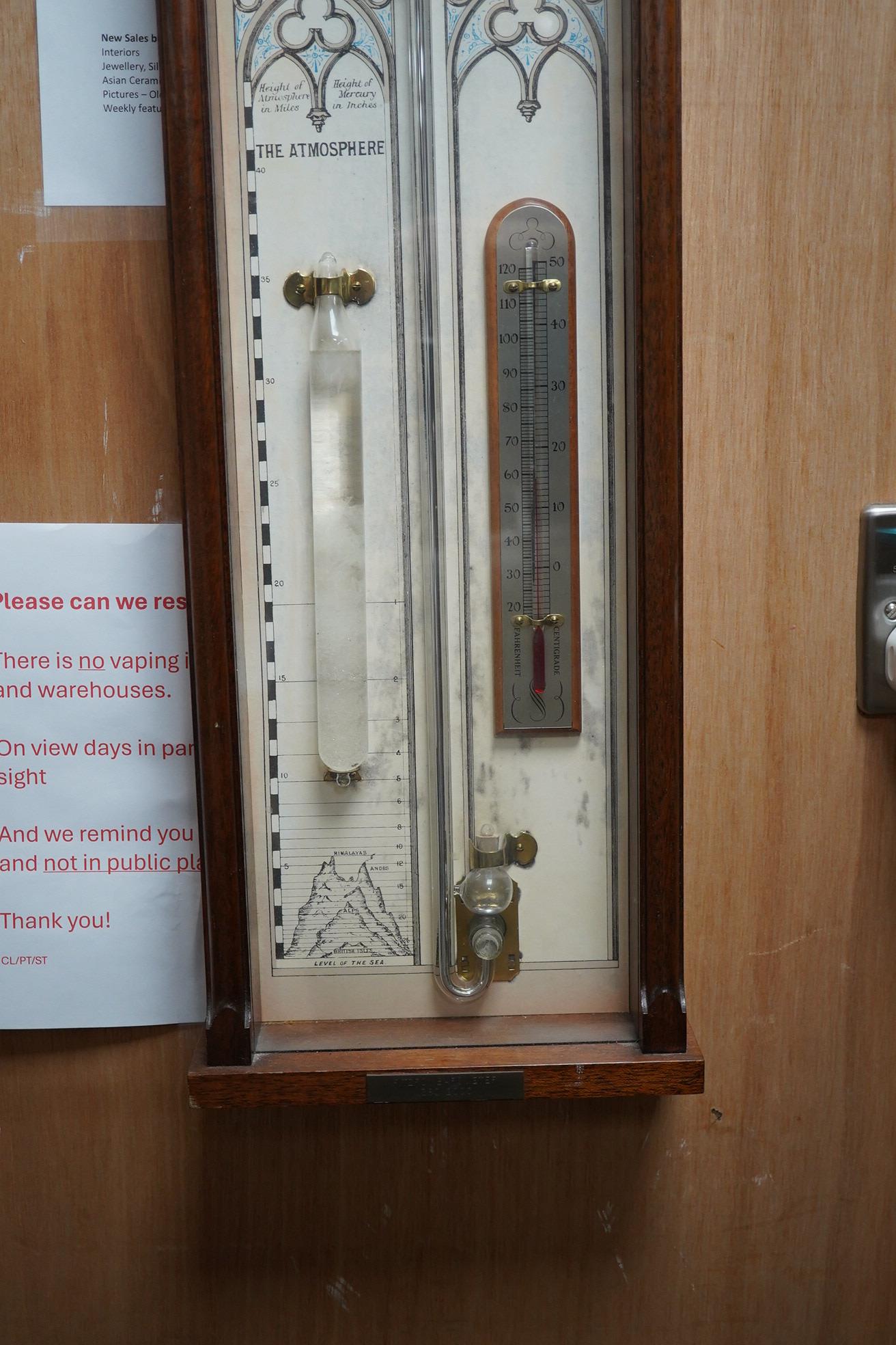 A modern hardwood Fitzroy barometer, 100cm high. Condition - fair to good, untested